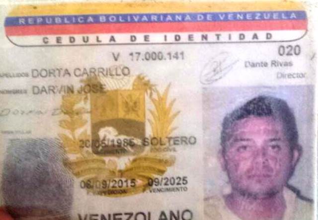 Las averiguaciones posteriores arrojaron que Dorta Carrillo Darvin José, tenía residenciado fija en Las Mercedes del Llano