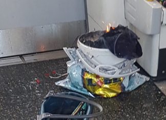 el artefacto explosivo, era de procedencia casera y se encontraba oculto en un recipiente de color blanco, metido dentro de en una bolsa de plástico de Lidl y la explosión causó una “bola de fuego” dentro de uno de los vagones del tren.