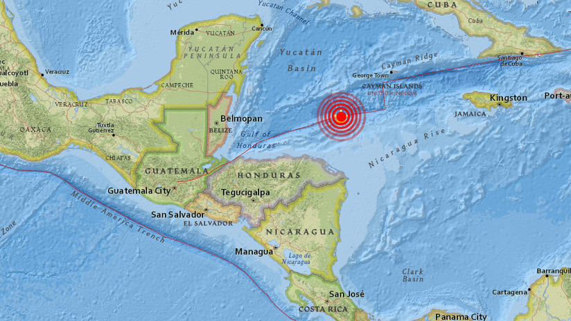 En el mar, al norte de Honduras, se produce terremoto de magnitud 7,6